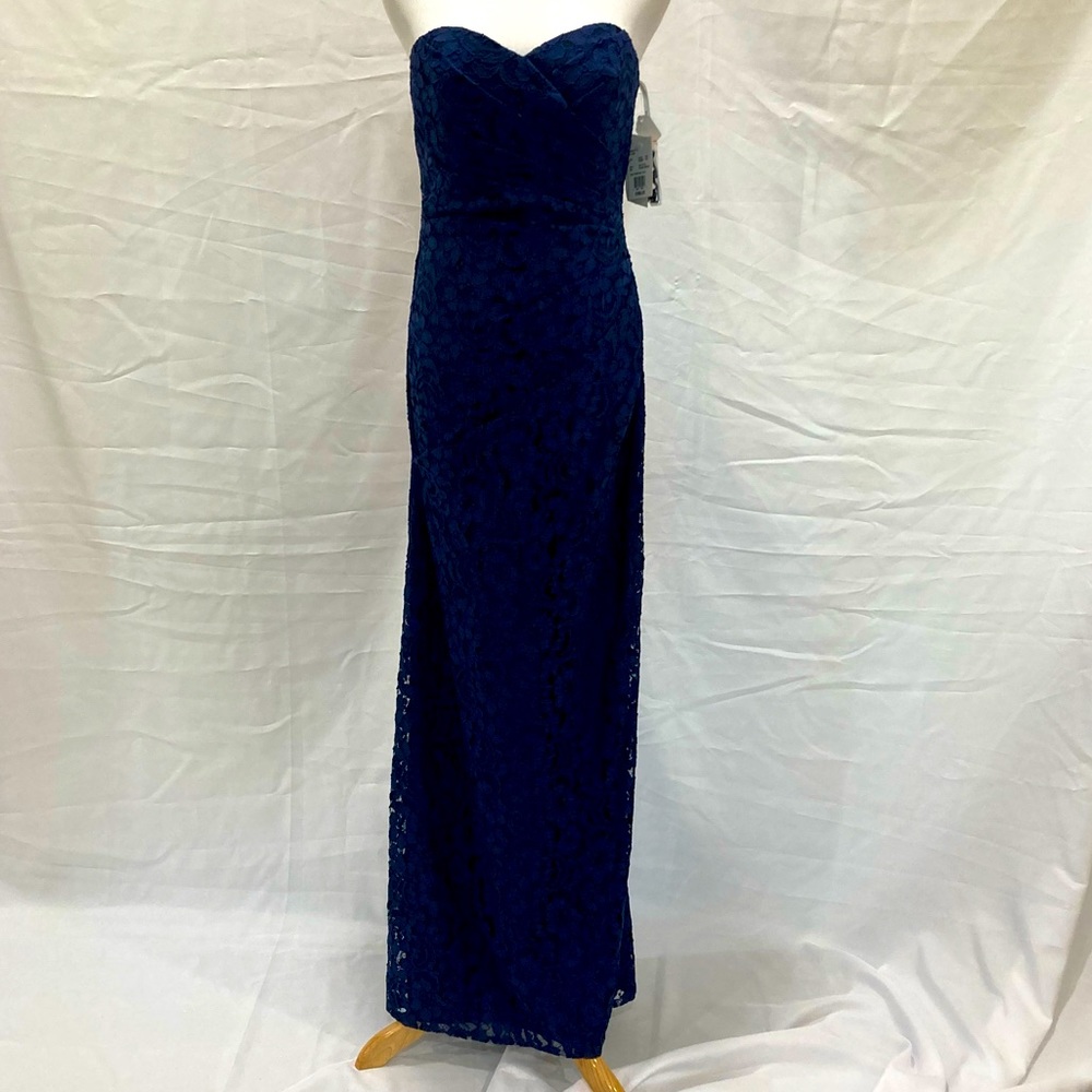David’s Bridal navy lace gown size 4